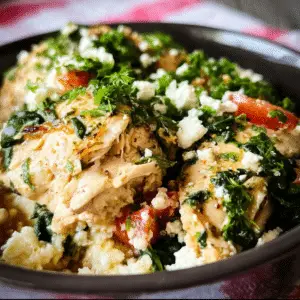 Crock Pot Mediterranean Chicken with Feta and Spinach