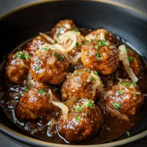 Crockpot French Onion Meatballs