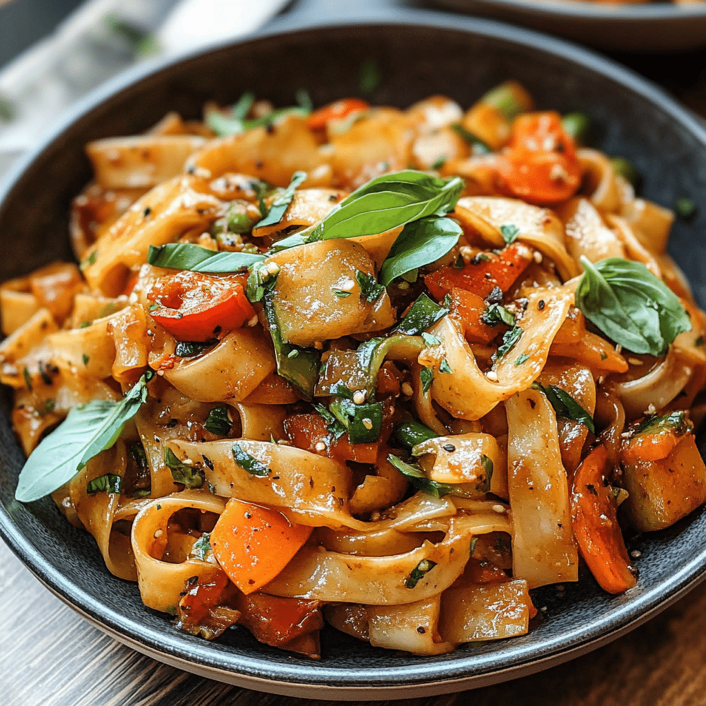 Drunken Noodles with Fresh Veggies and Basil