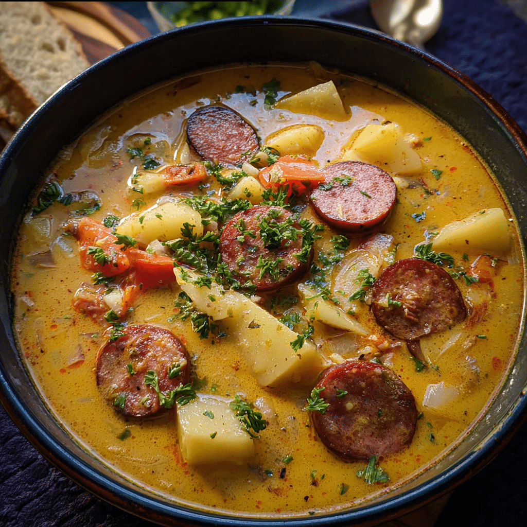 Hearty Cajun Potato Soup with Andouille Sausage