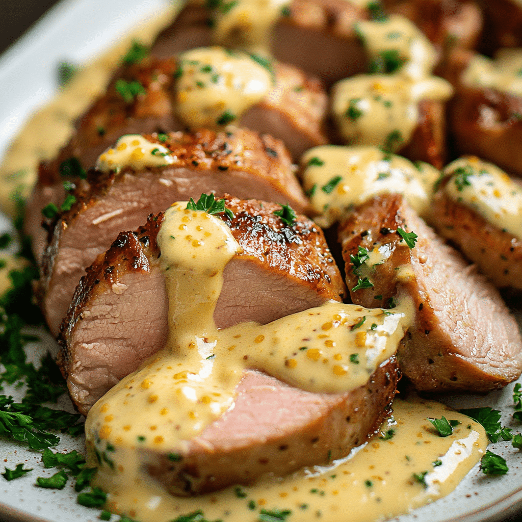 Juicy Pork Tenderloin with Creamy Mustard Sauce