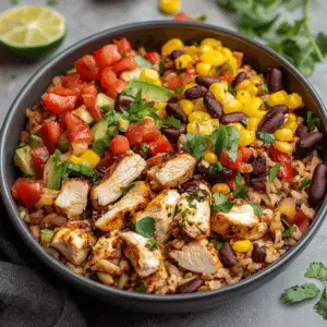 One Pan Chicken Burrito Bowl