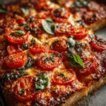 Sheet Pan Pizza with Basil and Tomatoes