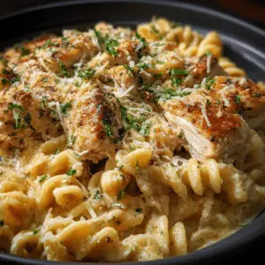 Slow Cooker Garlic Parmesan Chicken Pasta
