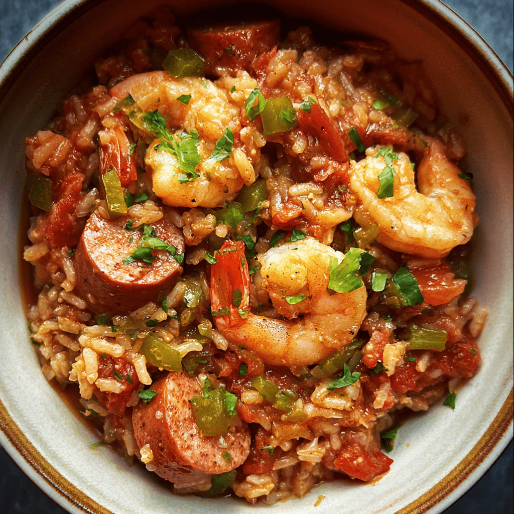 Slow Cooker Jambalaya with Sausage and Shrimp