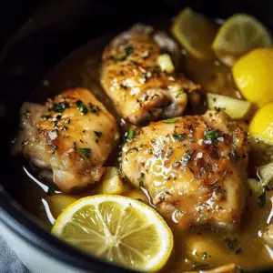 Slow Cooker Lemon Chicken Thighs with Garlic