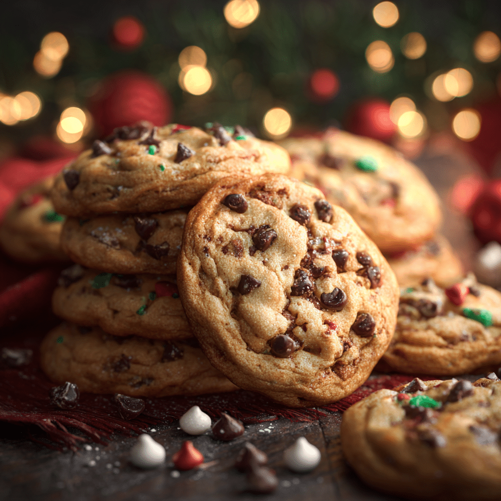 Soft Chocolate Chip Christmas Cookies