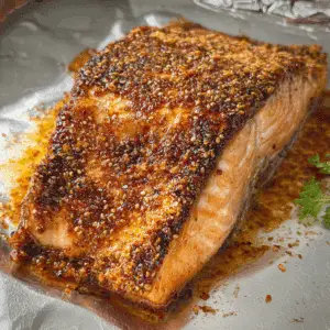 Baked and Crunchy Honey Mustard Salmon