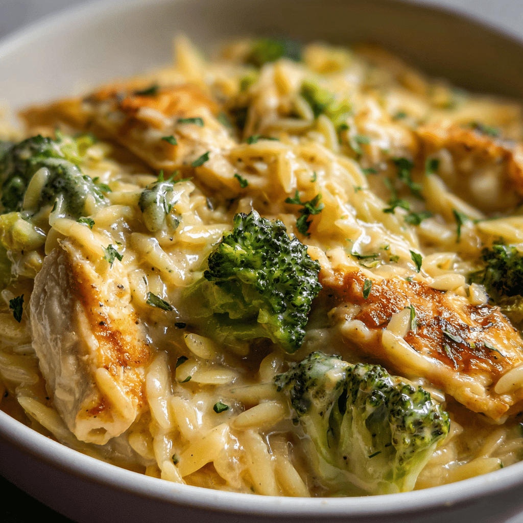 Cheesy Chicken Broccoli Orzo
