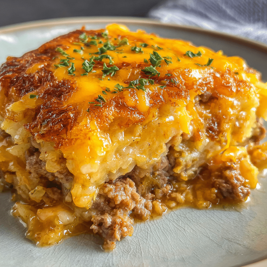 Cheesy Hamburger Hashbrown Casserole
