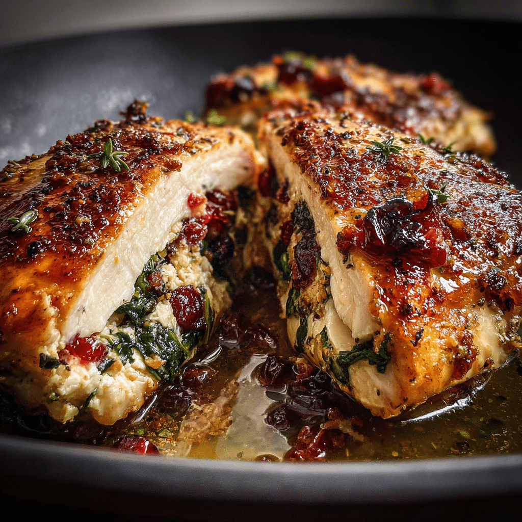 Cranberry and Spinach Stuffed Chicken Breasts