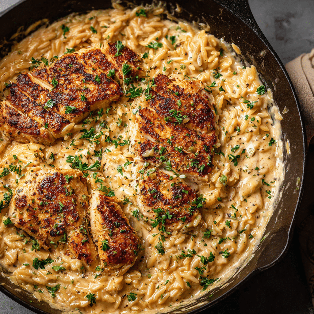 Creamy Parmesan Chicken Orzo Skillet
