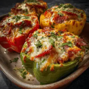 Creamy Pizza Stuffed Peppers