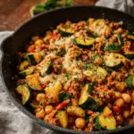 Ground Turkey Zucchini Chickpea Skillet