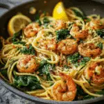 Lemon Garlic Shrimp Pasta With Spinach
