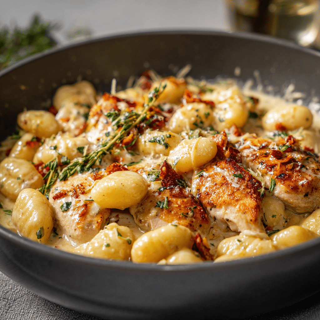 One Pan Creamy Chicken and Gnocchi
