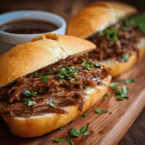 Slow Cooker Shredded Beef Sandwiches