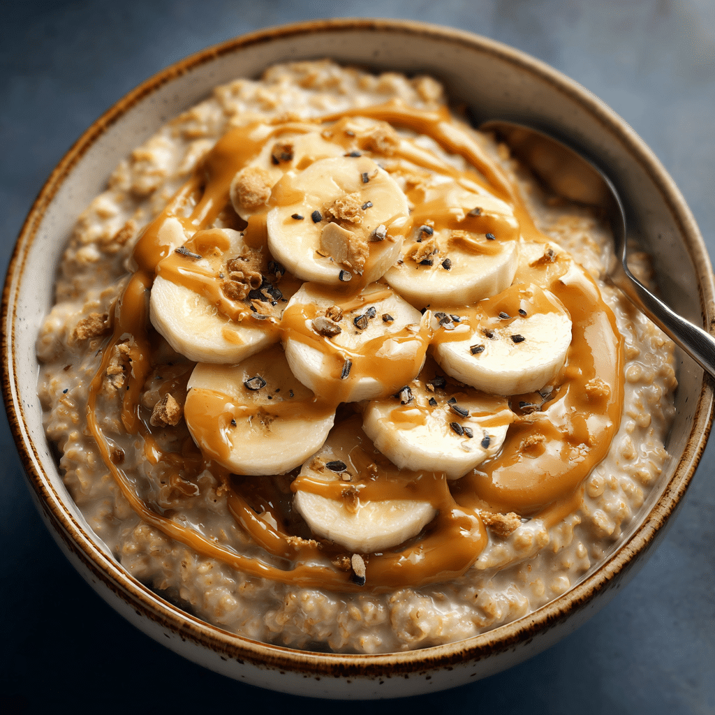 banana and peanut butter oatmeal bowl