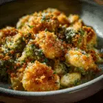 Broccoli Cheddar Beans with Crispy Cheddar Panko