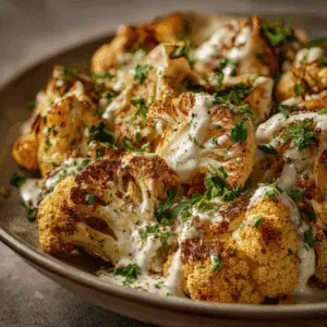 Roasted Cauliflower with Tahini Ranch