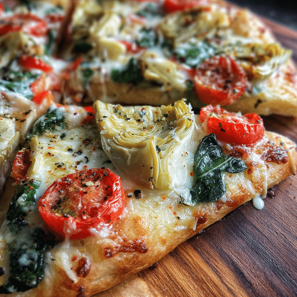 Artichoke, Tomato, and Spinach Pizza