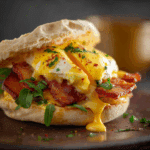 Bacon and Eggs Benedict Sandwich with Chipotle Hollandaise