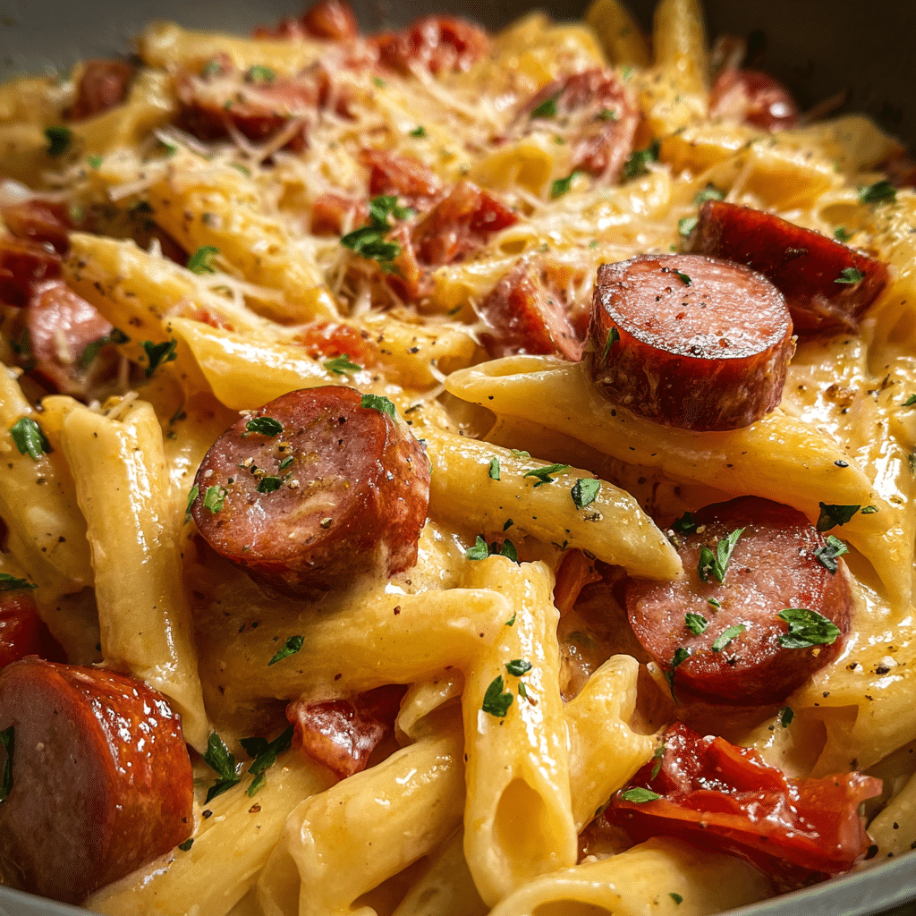 Cheesy Kielbasa Pasta