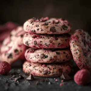 Chocolate Chip Biscuits with Raspberry Cream