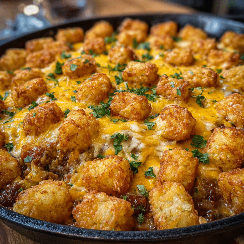 Cowboy Casserole with Tater Tots and Cheese