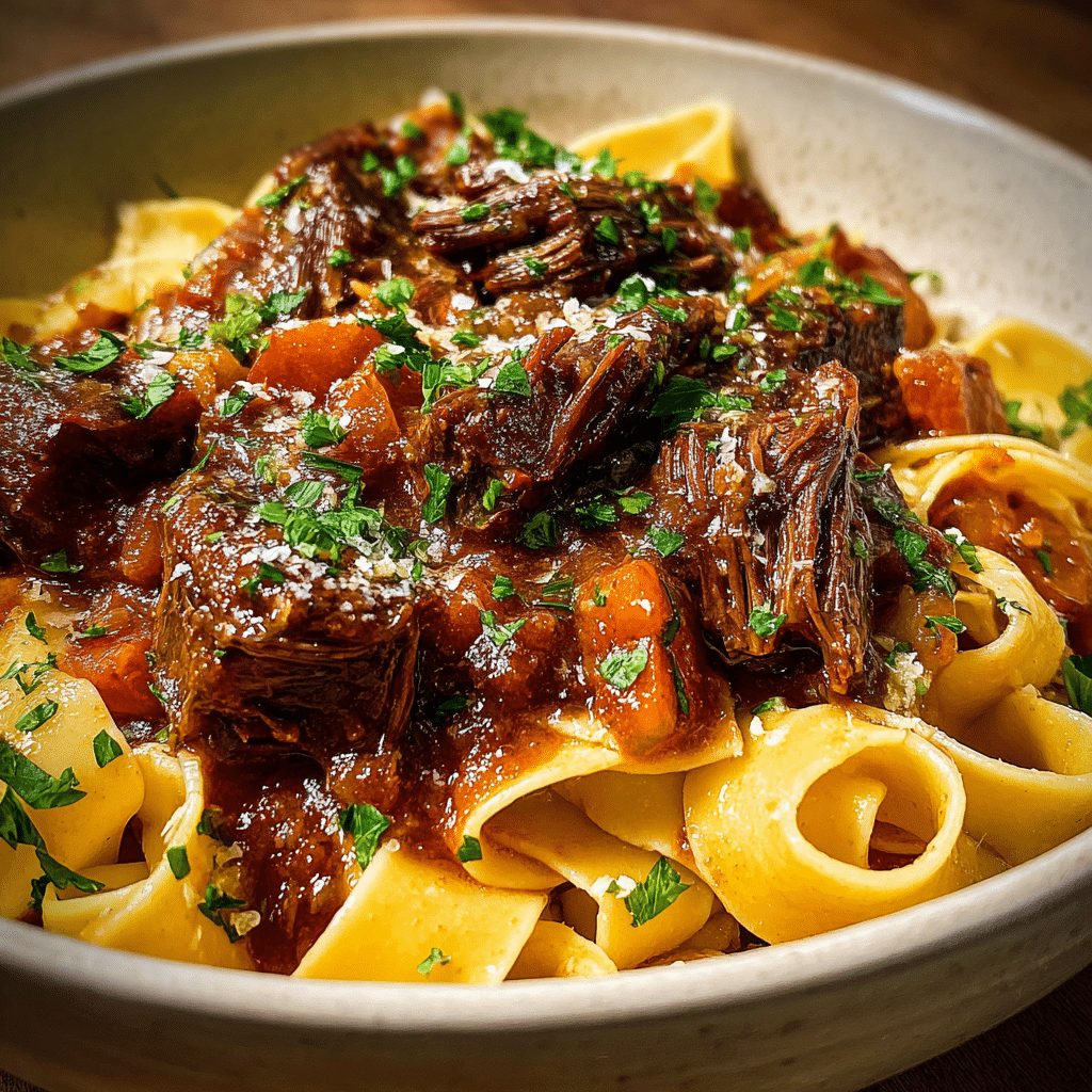 Slow Simmered Short Rib Sauce with Pasta