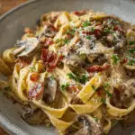 Creamy Mushroom and Bacon Fettuccine