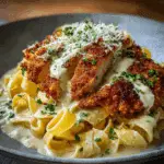 Crispy Chicken Schnitzel Alfredo