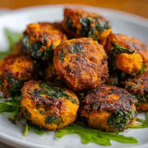 Crispy Sweet Potato Spinach Bites