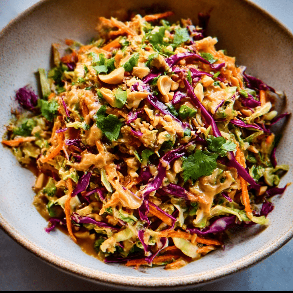 Crunchy Thai Peanut Cabbage Slaw Bowls