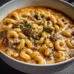 Creamy Beef Macaroni Soup
