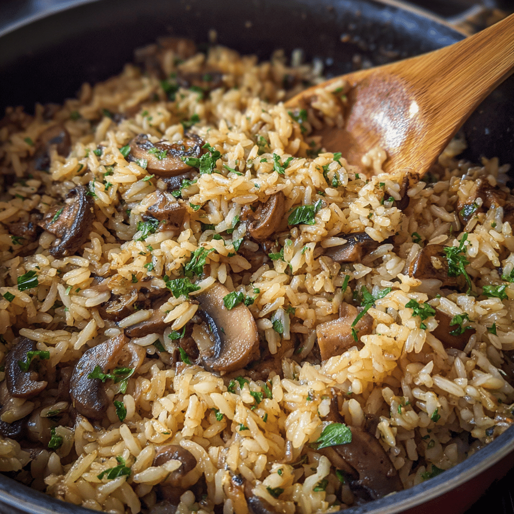 Garlic Mushroom Rice Pilaf