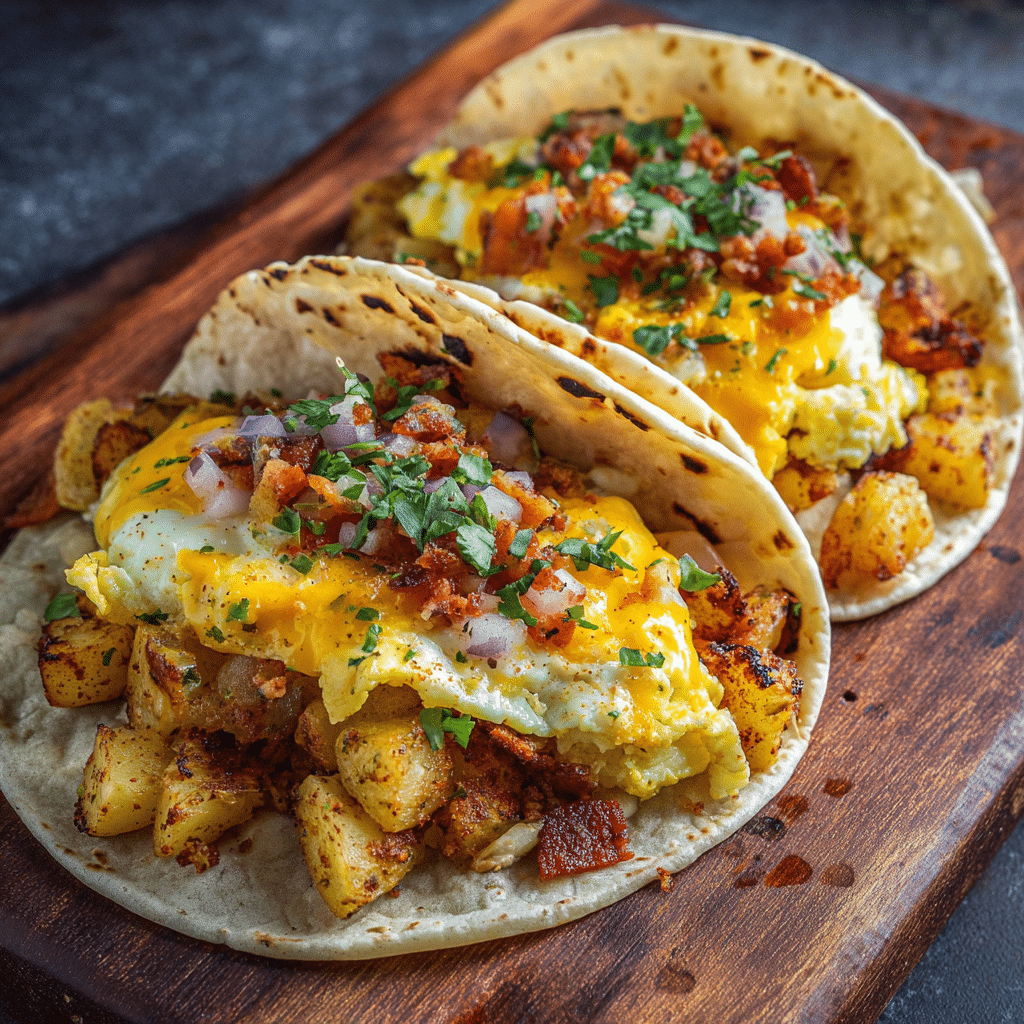 Potato Egg and Cheese Breakfast Tacos