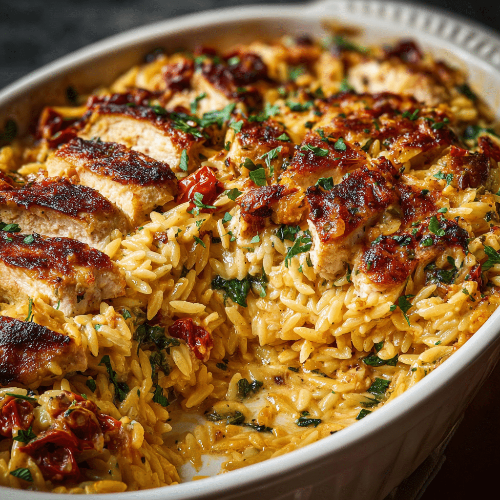 Marry Me Chicken Orzo Casserole
