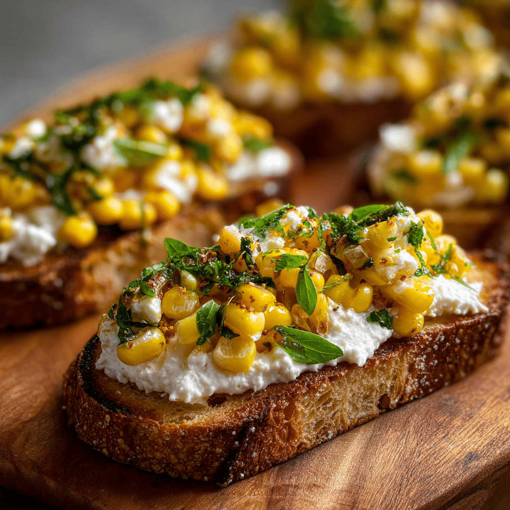 Corn and Ricotta Bruschetta