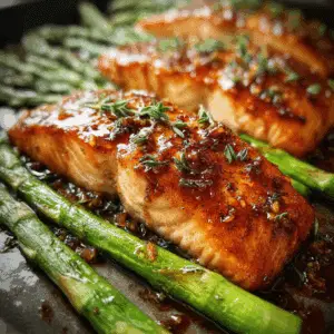 Sheet Pan Honey Glazed Salmon With Asparagus