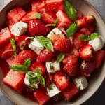 Watermelon Strawberry Caprese Salad